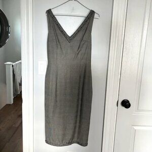 Vintage Christian Dior Boutique | V-neck Wool Sheath Dress | tartan / plaid